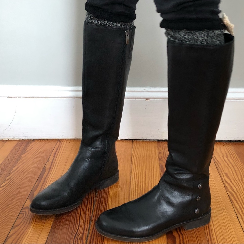 Franco Sarto black leather riding boots 7